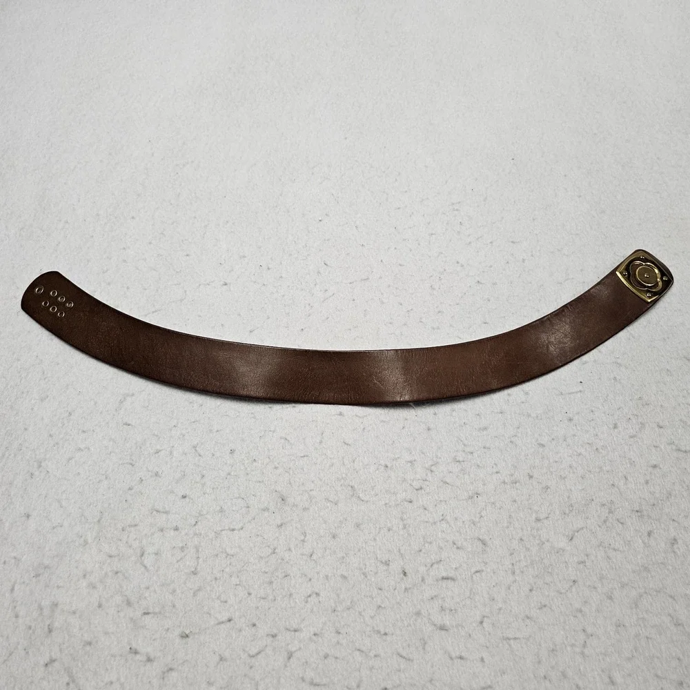 Vintage Brown Leather Waist Belt Size 26 Gold Buckle Roger Van S Classic‎ Clover